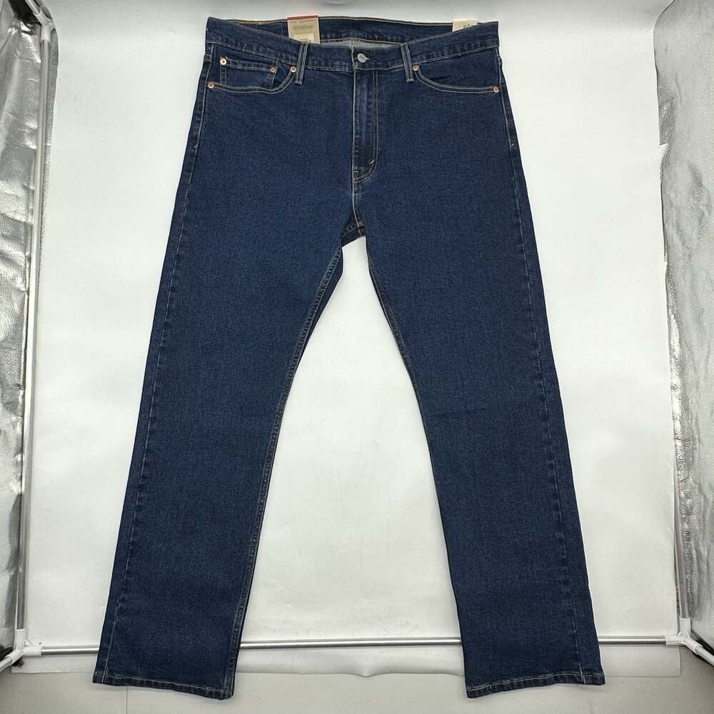Levi's 513 Slim Straight Size 36x30 Stretch Blue Denim Dark Wash Cowboy Jeans